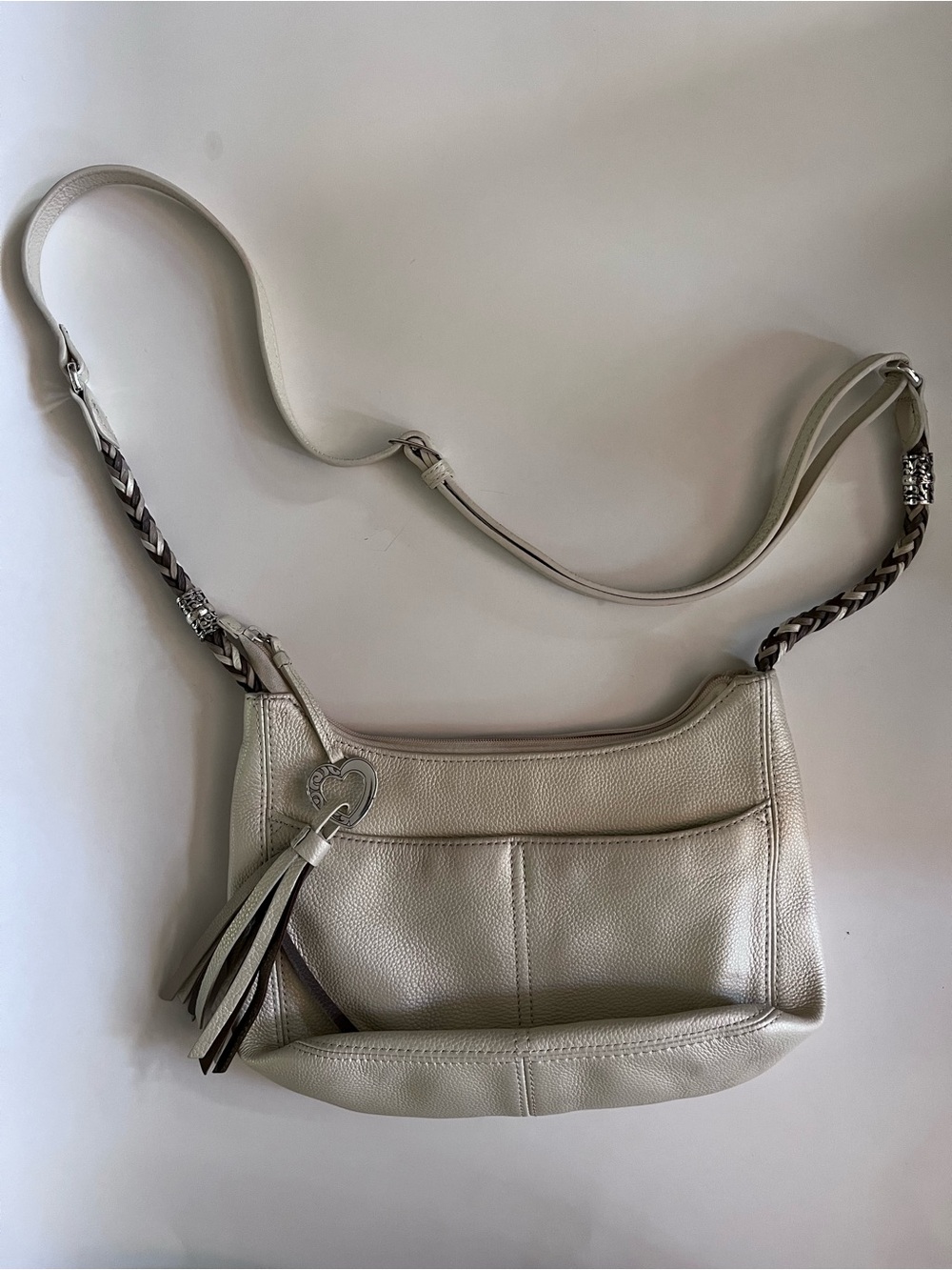 BRIGHTON Cream Leather Crossbody Purse